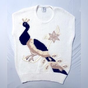 Liliana Womens Peacock Rare Sleeveless Knitted Pullover Sweater Vest Size L